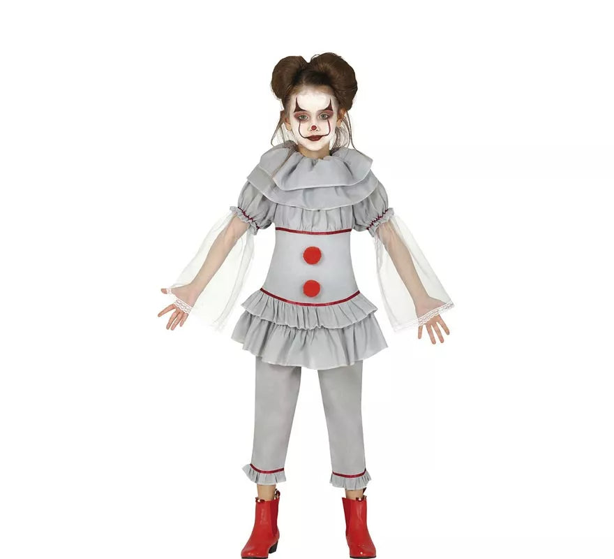 Translation missing: es.Disfraz de Payasa del Miedo Gris para niña