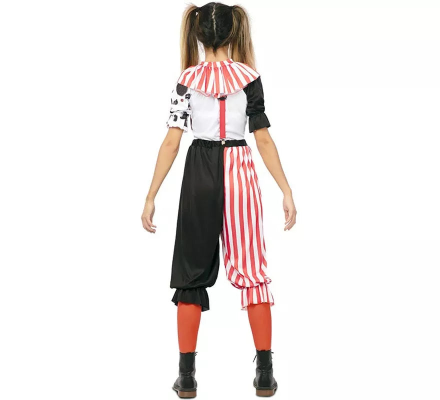 Translation missing: es.Disfraz de Payasa Malvada tricolor con cuello para mujer
