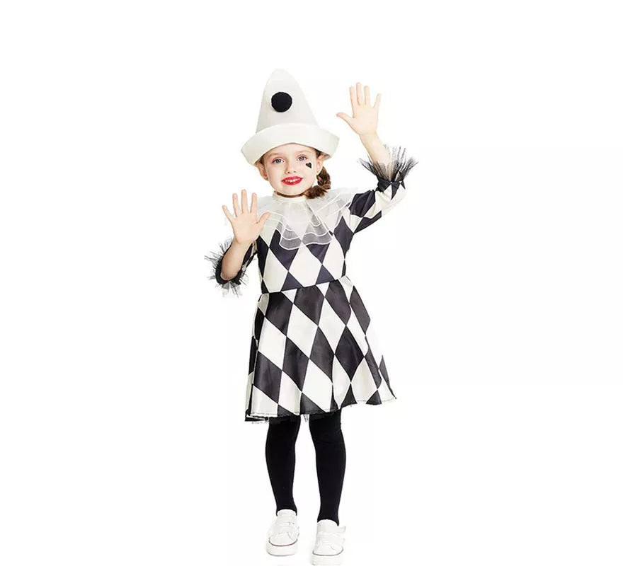 Translation missing: es.Disfraz de Payasa Pierrot rombos con sombrero para bebé y niña