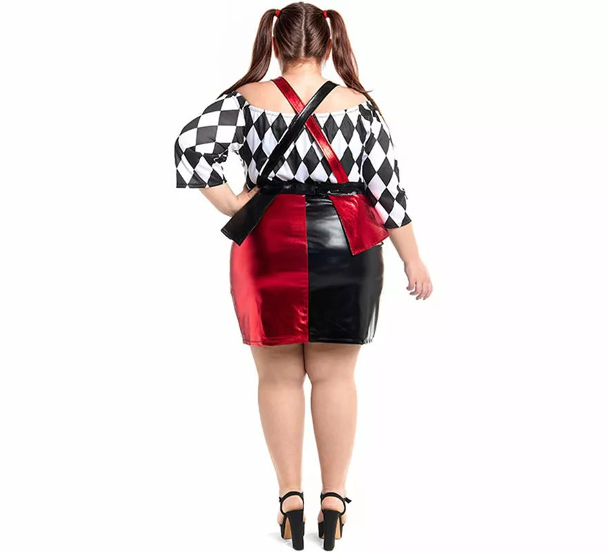 Translation missing: es.Disfraz de Payasa Rombos negro y rojo para mujer