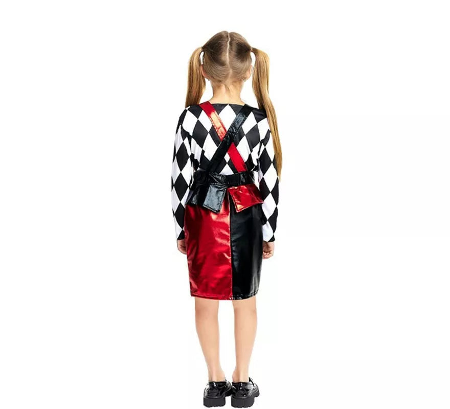Translation missing: es.Disfraz de Payasa Rombos negro y rojo para niña y adolescente