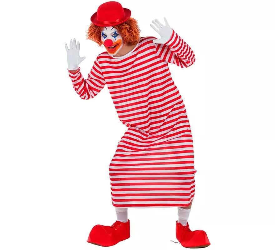 Translation missing: es.Disfraz de Payaso a Rayas con Bombín para hombre