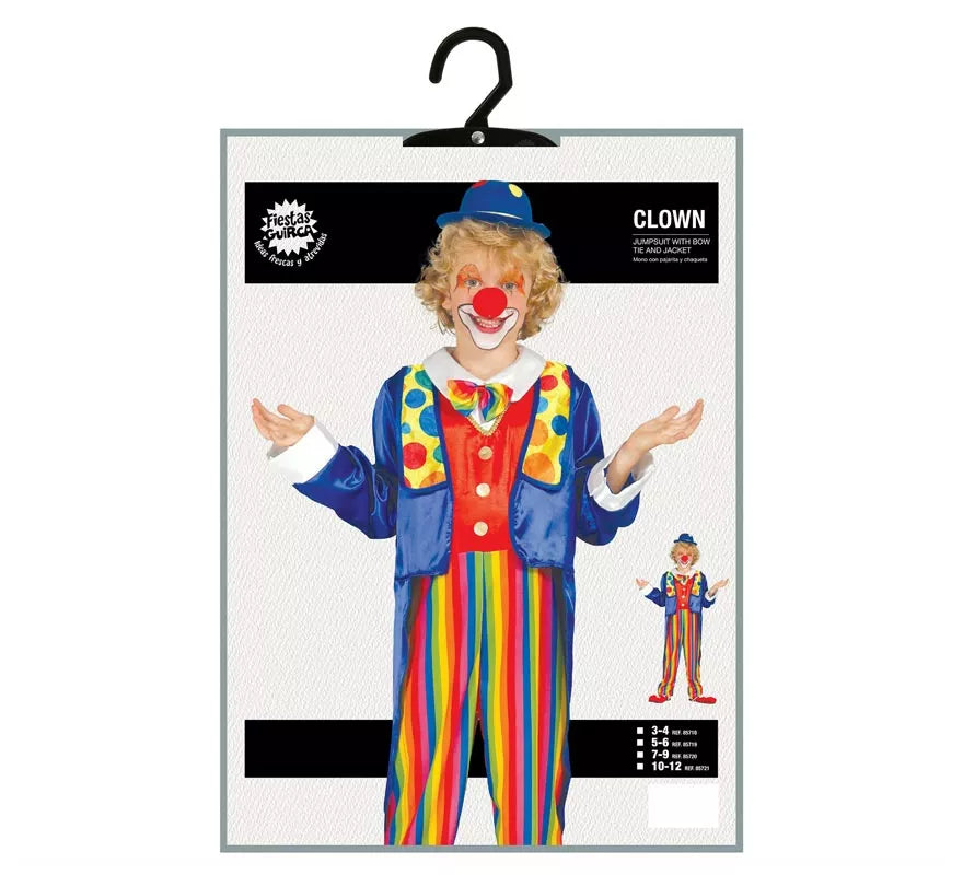 Translation missing: es.Disfraz de Payaso a rayas multicolores para niño