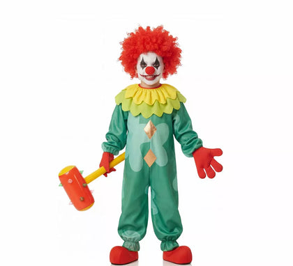 Disfraz de Payaso Asesino Aterrador verde para niño