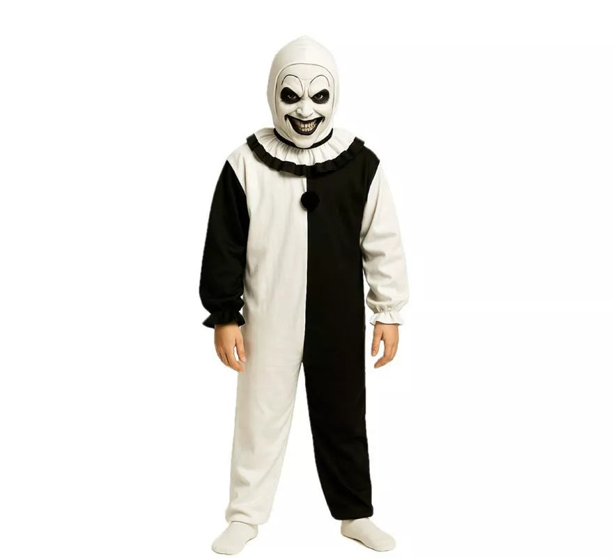 Translation missing: es.Disfraz de Payaso Asesino blanco y negro para niño
