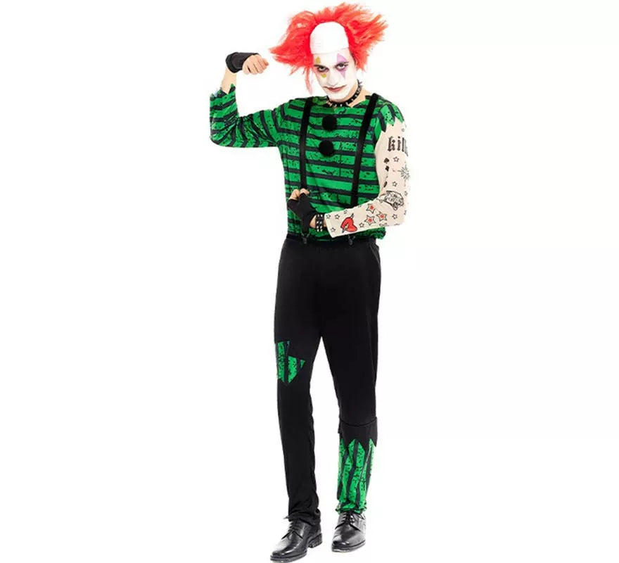 Translation missing: es.Disfraz de Payaso Asesino verde y negro para hombre