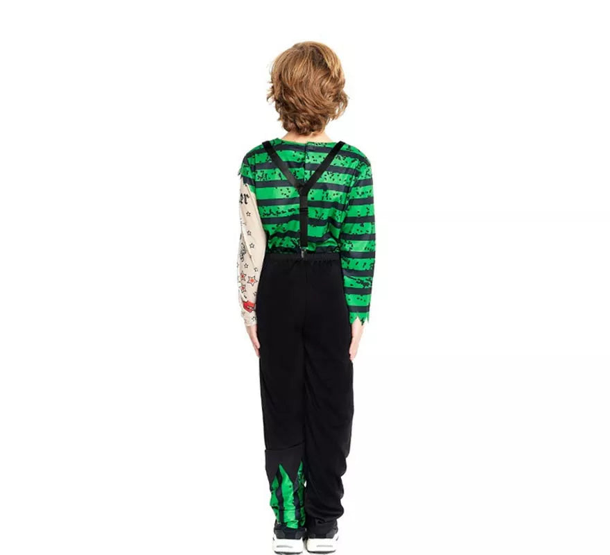 Translation missing: es.Disfraz de Payaso Asesino verde y negro para niño