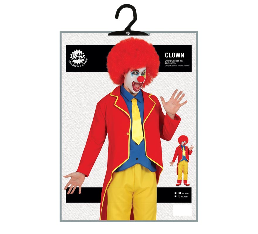 Disfraz de Payaso de Traje Rojo y Amarillo para hombre