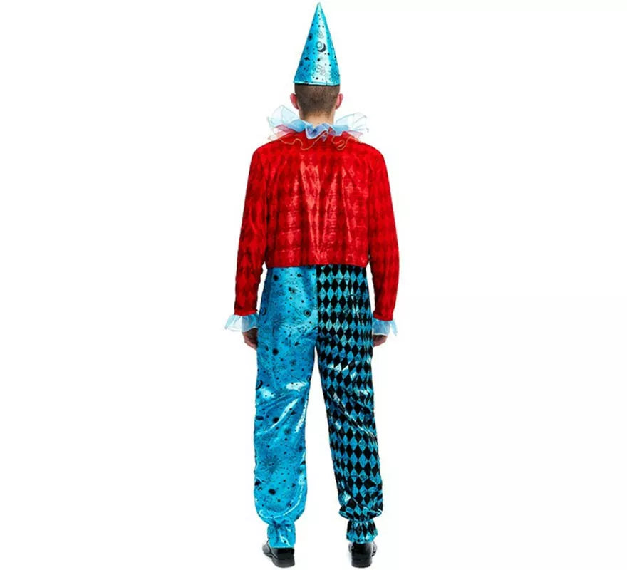 Translation missing: es.Disfraz de Payaso Maniaco azul y rojo para hombre