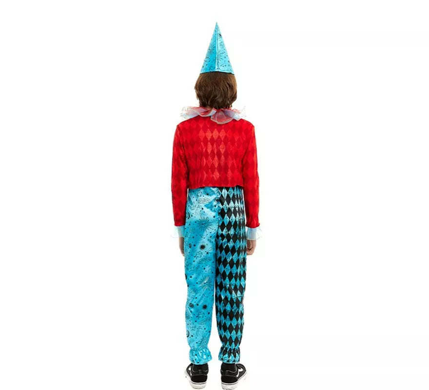 Translation missing: es.Disfraz de Payaso Maniaco azul y rojo para niño