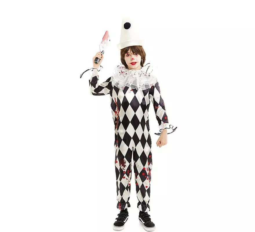 Translation missing: es.Disfraz de Payaso Pierrot Asesino con gorro para niño