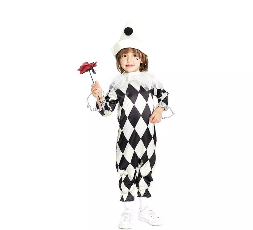 Translation missing: es.Disfraz de Payaso Pierrot rombos con sombrero para bebé y niño