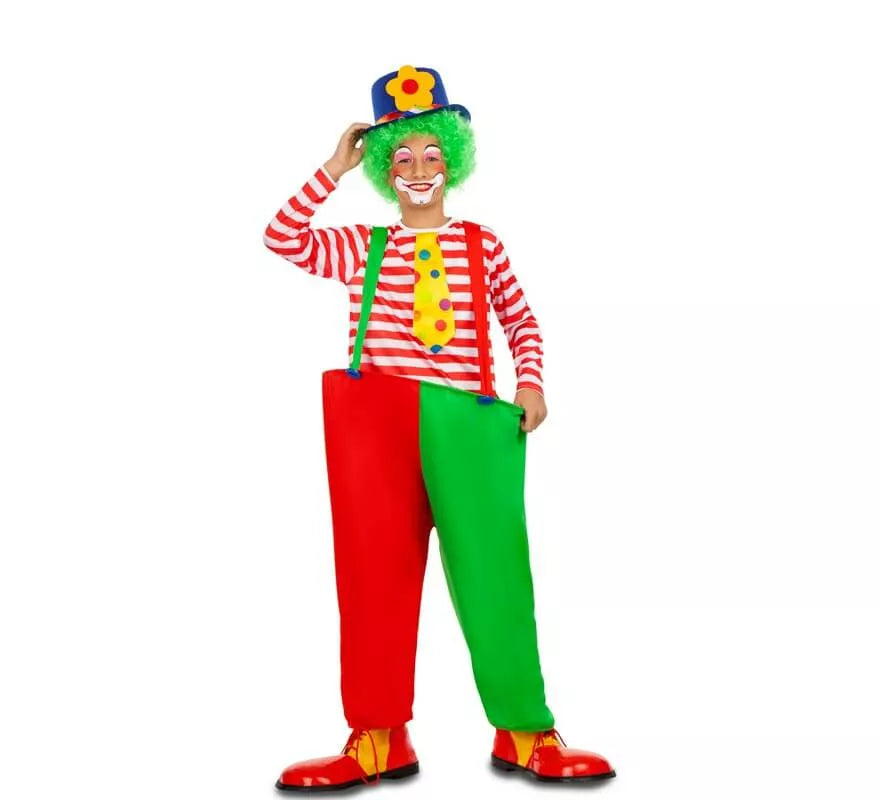 Translation missing: es.Disfraz de Payaso Rojo y Verde para niño