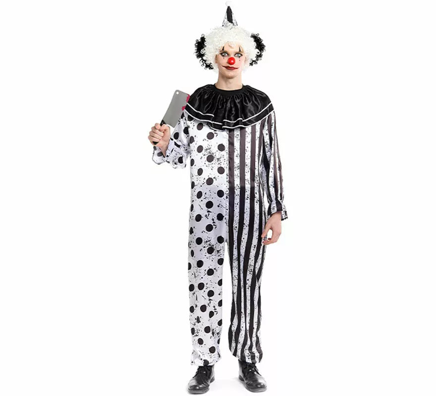 Disfraz de Payaso Terrorífico blanco y negro para hombre