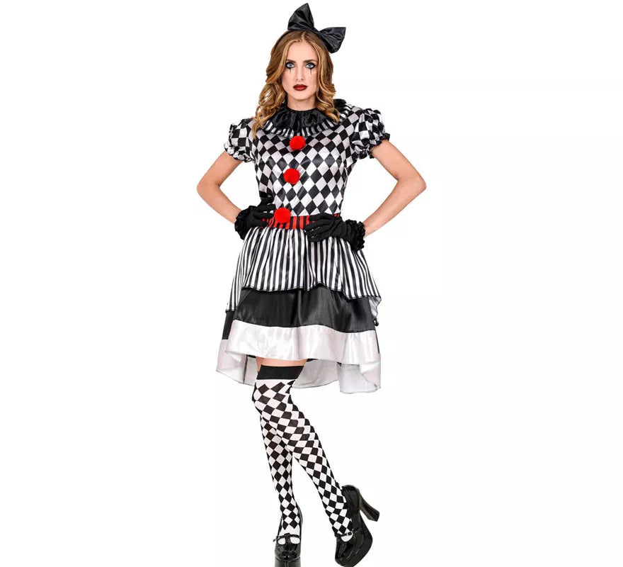 Translation missing: es.Disfraz de Payaso Vintage a Cuadros para mujer