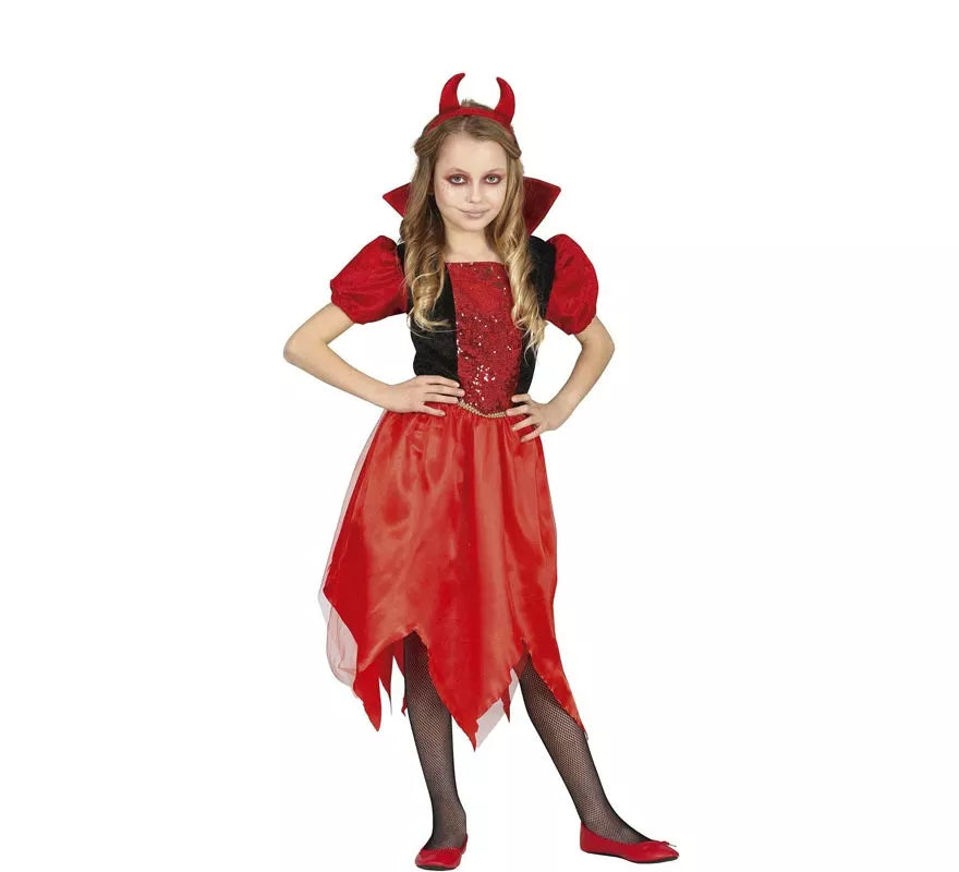 Translation missing: es.Disfraz de Pequeña Diablilla con vestido para niña