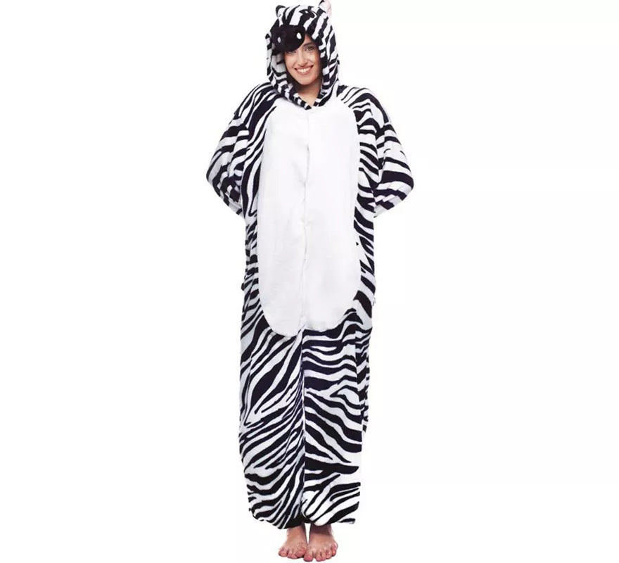 Disfraz de Pijama Cebra con capucha para adultos