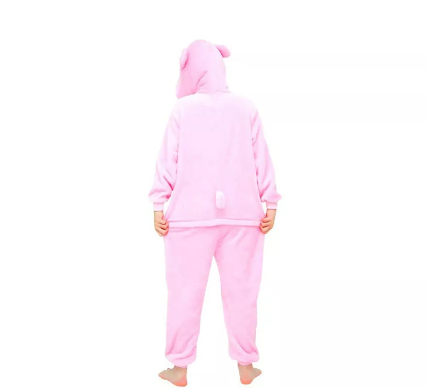 Translation missing: es.Disfraz de Pijama Cerdo rosa con capucha para niña