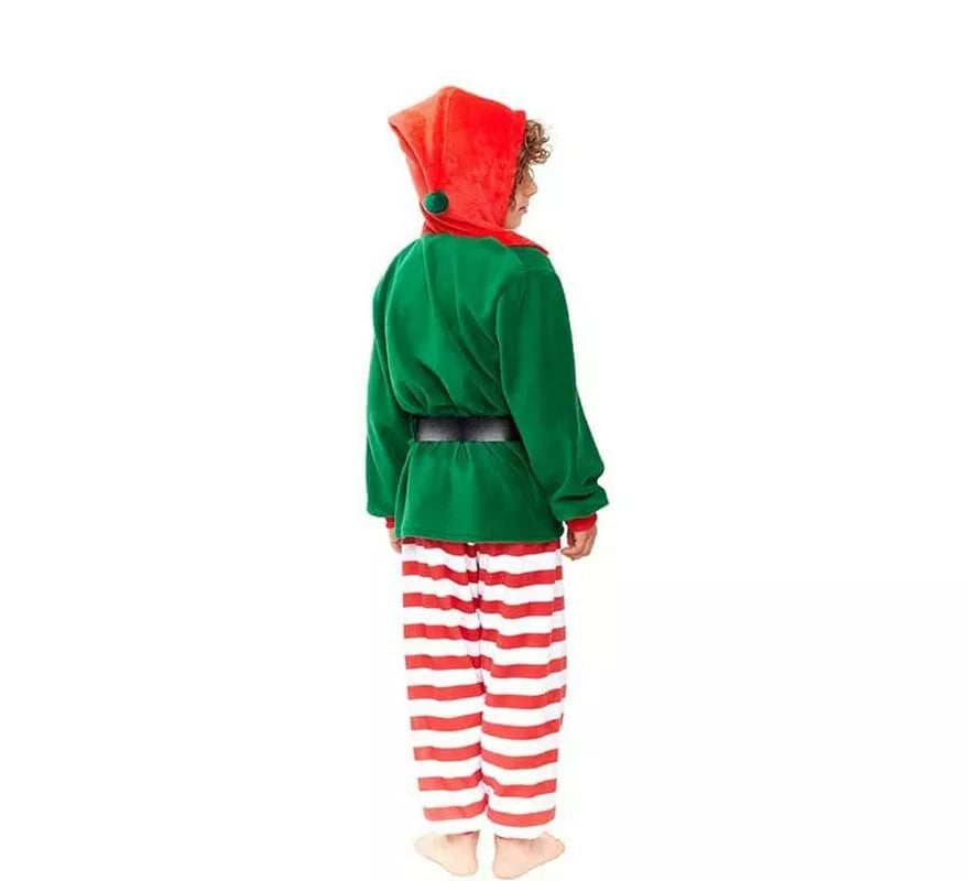 Translation missing: es.Disfraz de Pijama Elfo verde a rayas para niño