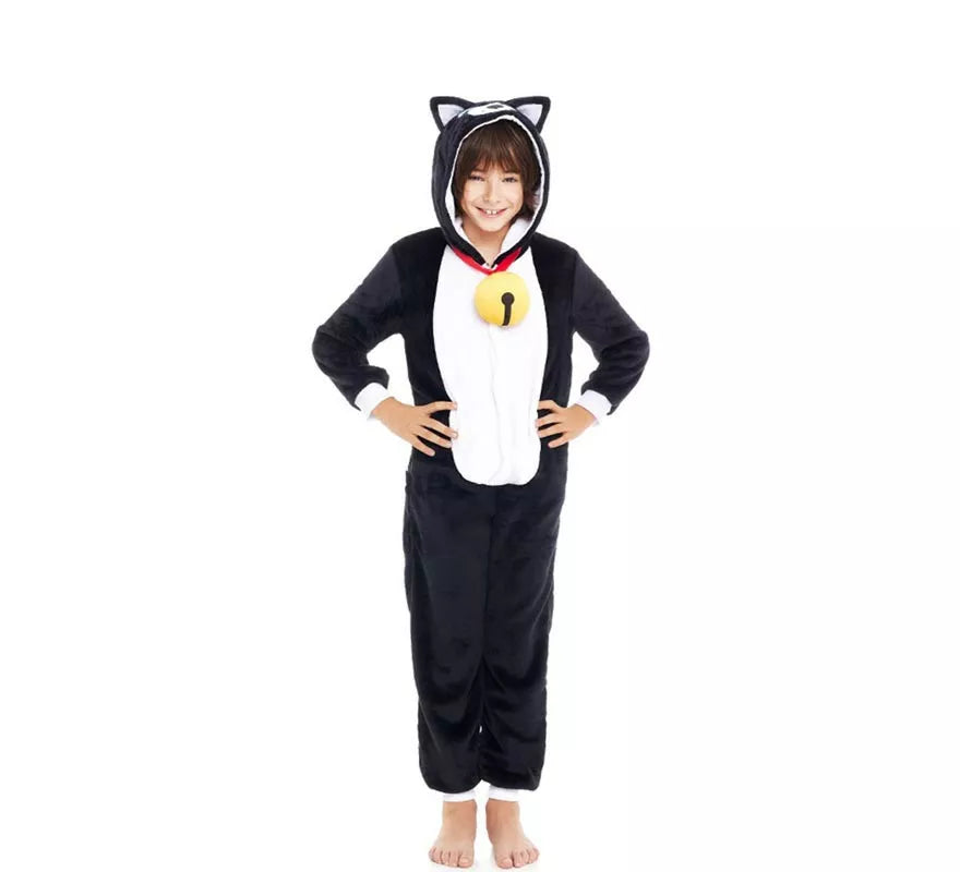 Translation missing: es.Disfraz de Pijama Gato negro con campana para niño