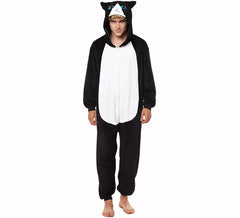 Disfraz de Pijama Gato negro y blanco para adultos