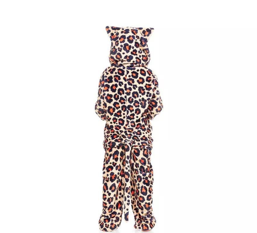 Translation missing: es.Disfraz de Pijama Leopardo marrón con capucha para niña