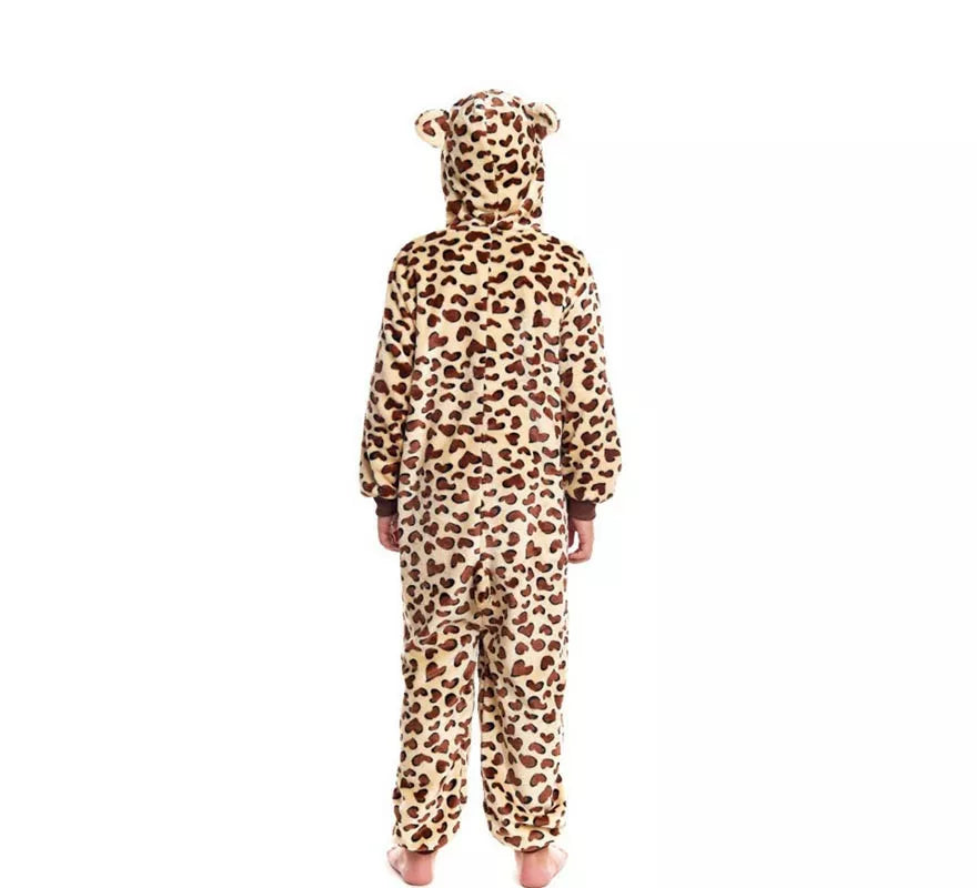 Translation missing: es.Disfraz de Pijama Leopardo marrón con capucha para niño