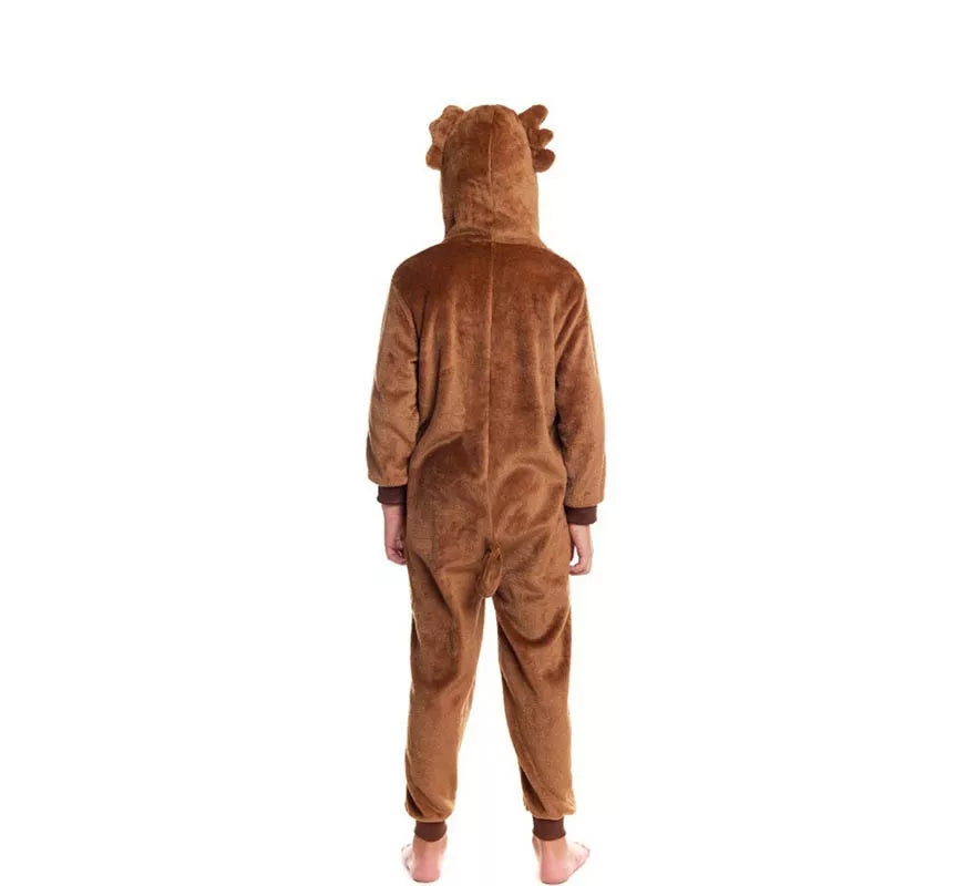 Disfraz de Pijama Lobo marrón con capucha para niño