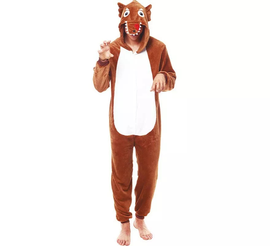 Translation missing: es.Disfraz de Pijama Lobo marrón oscuro para adultos
