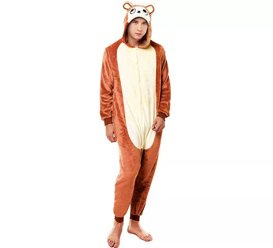 Translation missing: es.Disfraz de Pijama Mono marrón con orejas para adultos