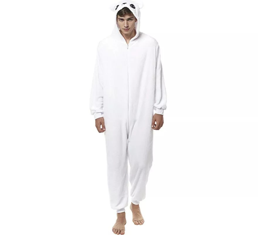 Translation missing: es.Disfraz de Pijama Oso blanco con orejas para adultos