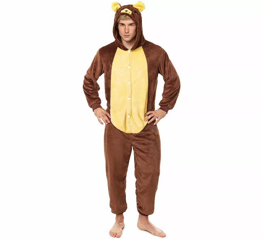 Translation missing: es.Disfraz de Pijama Oso marrón oscuro para adultos