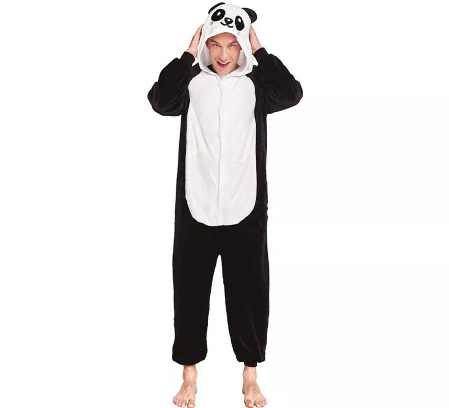 Disfraz de Pijama Oso Panda negro y blanco para adultos