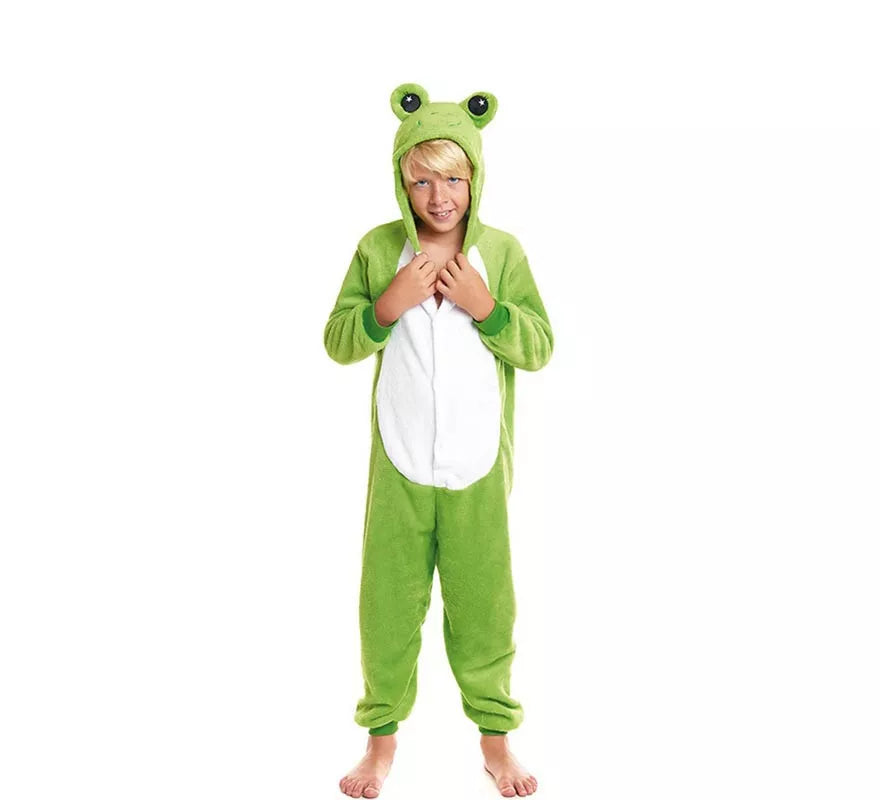 Translation missing: es.Disfraz de Pijama Rana verde con capucha para niño