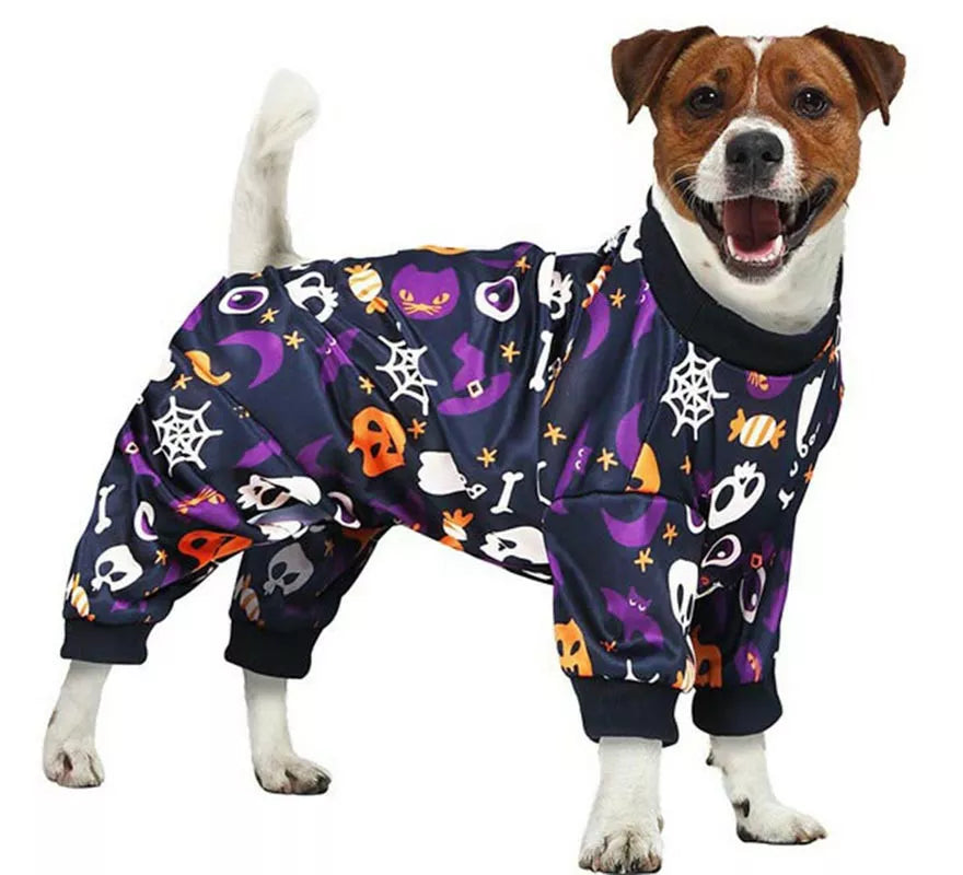 Translation missing: es.Disfraz de Pijama Truco o Trato púrpura para perro