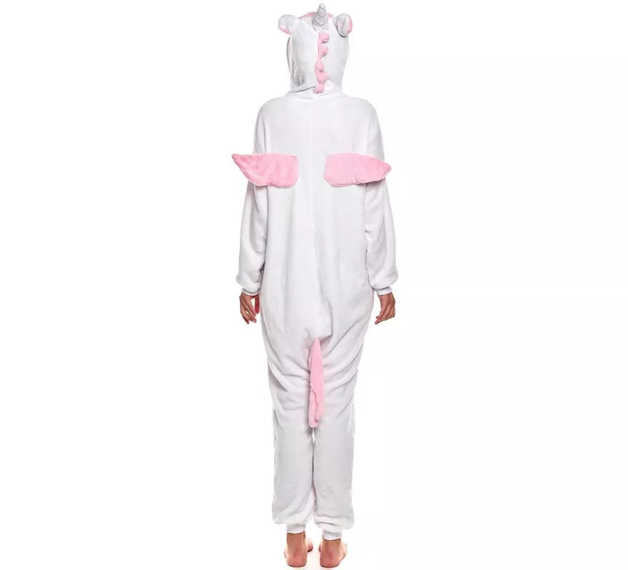 Disfraz de Pijama Unicornio blanco y rosa para adultos