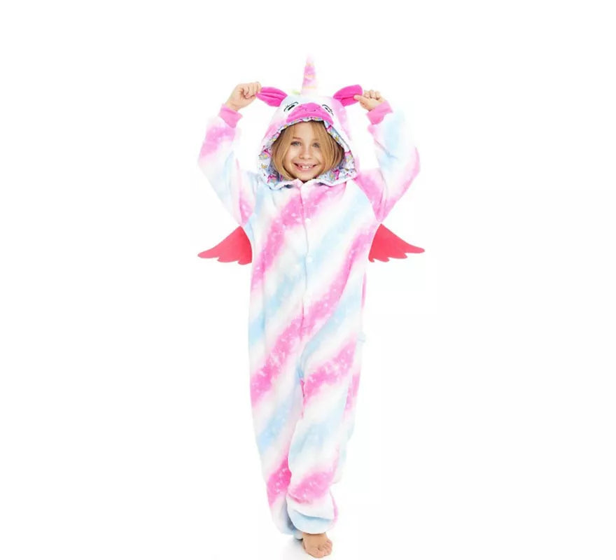 Translation missing: es.Disfraz de Pijama Uri Unicornio con capucha y alas para niña