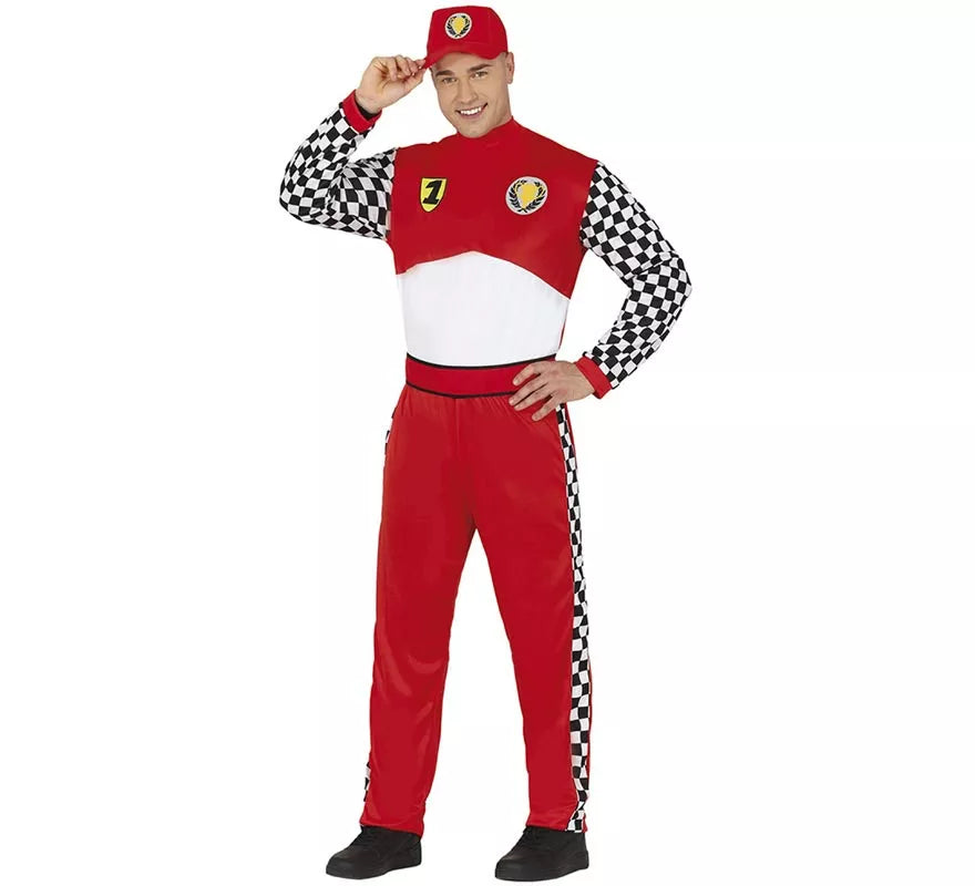 Disfraz de Piloto de Fórmula 1 rojo para hombre