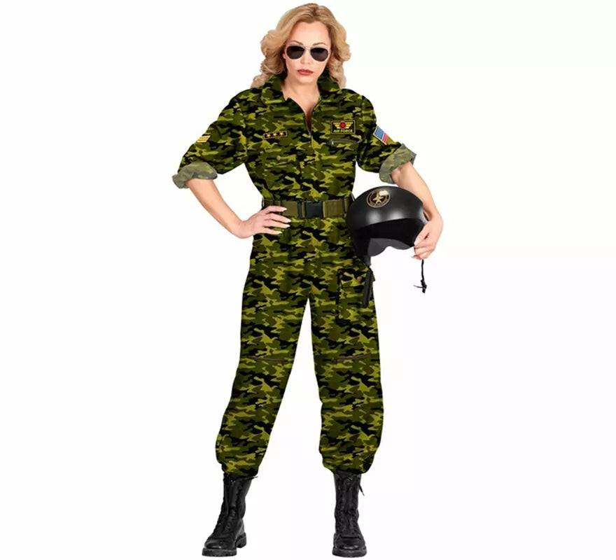 Translation missing: es.Disfraz de Piloto Militar Camuflaje para mujer