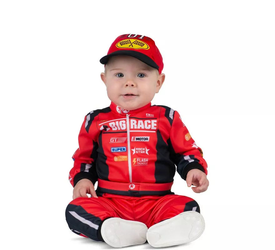 Translation missing: es.Disfraz de Piloto rojo y negro con gorro para bebé y niño