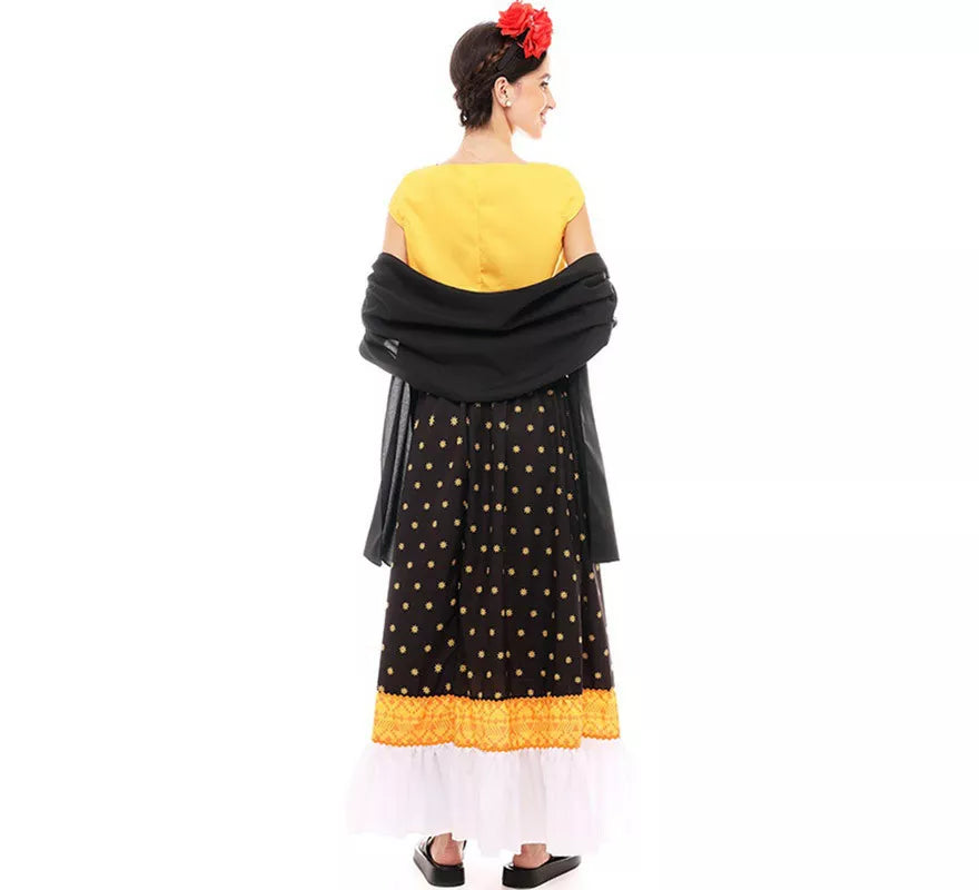 Translation missing: es.Disfraz de Frida Kahlo amarillo y negro para mujer