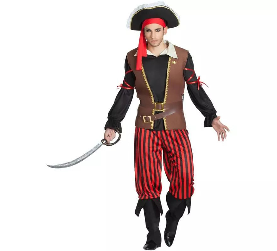 Translation missing: es.Disfraz de Pirata a rayas para hombre