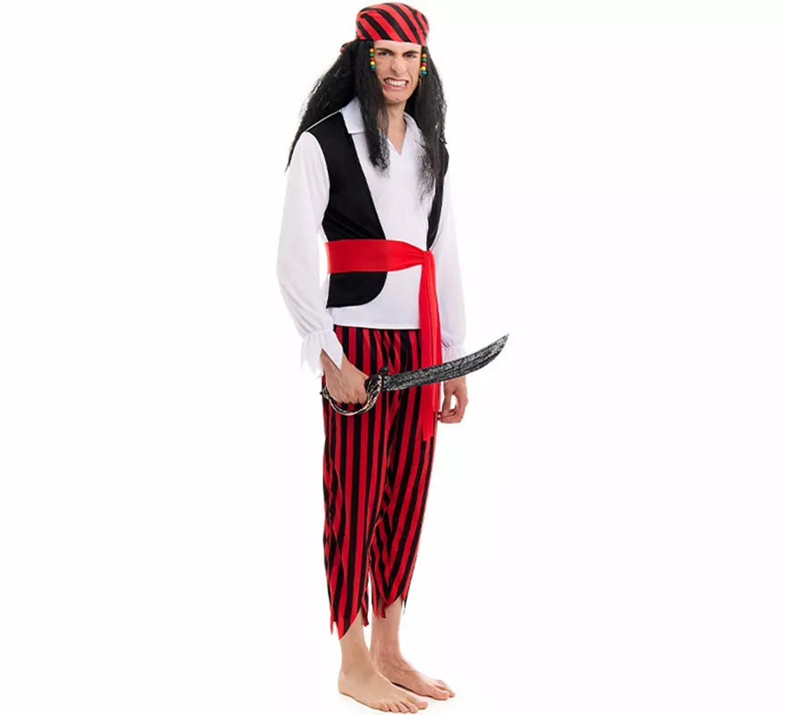 Translation missing: es.Disfraz de Pirata a rayas para hombre