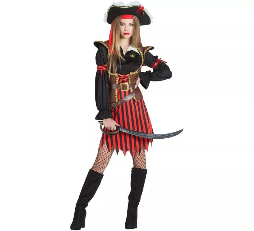 Translation missing: es.Disfraz de Pirata a rayas para mujer