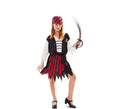 Disfraz de Pirata a Rayas rojo y negro para niña
