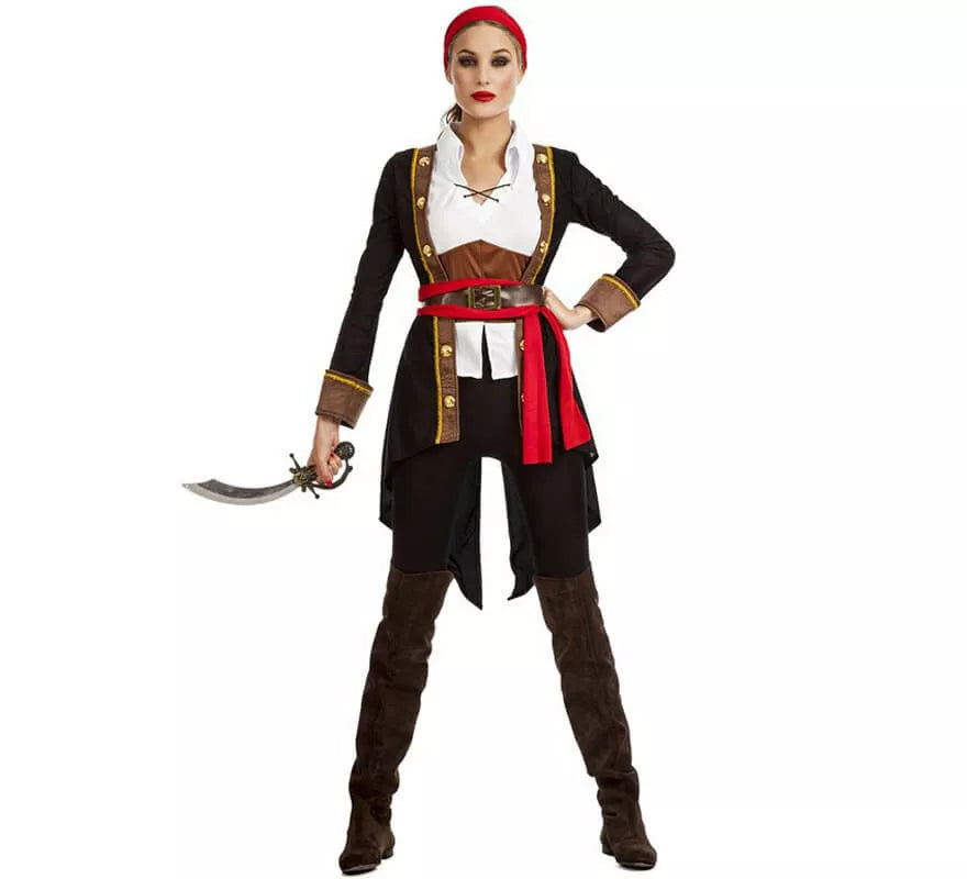 Translation missing: es.Disfraz de Pirata Casaca Negro para mujer