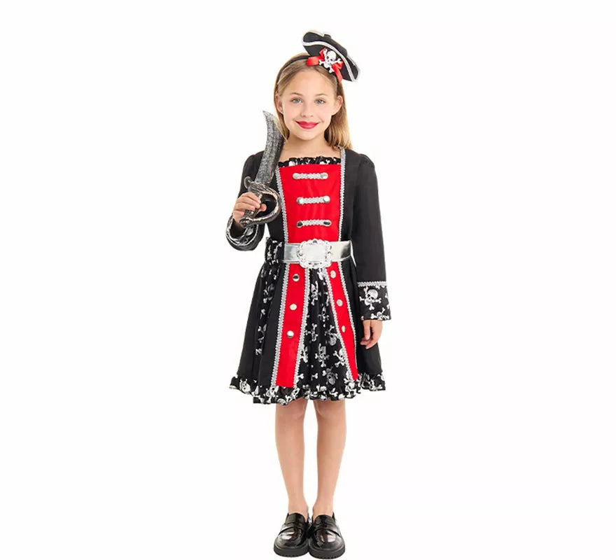 Translation missing: es.Disfraz de Pirata Casaca plata para niña