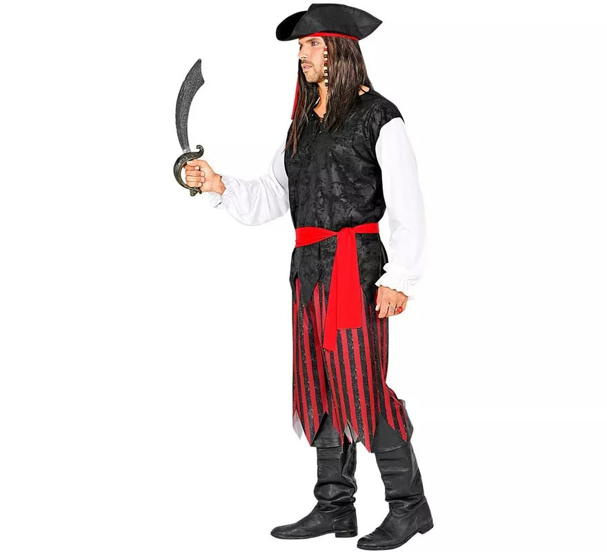 Translation missing: es.Disfraz de Pirata del Caribe a rayas para hombre
