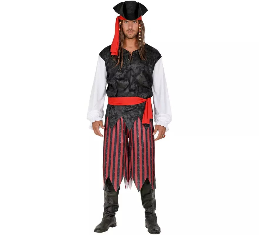 Translation missing: es.Disfraz de Pirata del Caribe a rayas para hombre