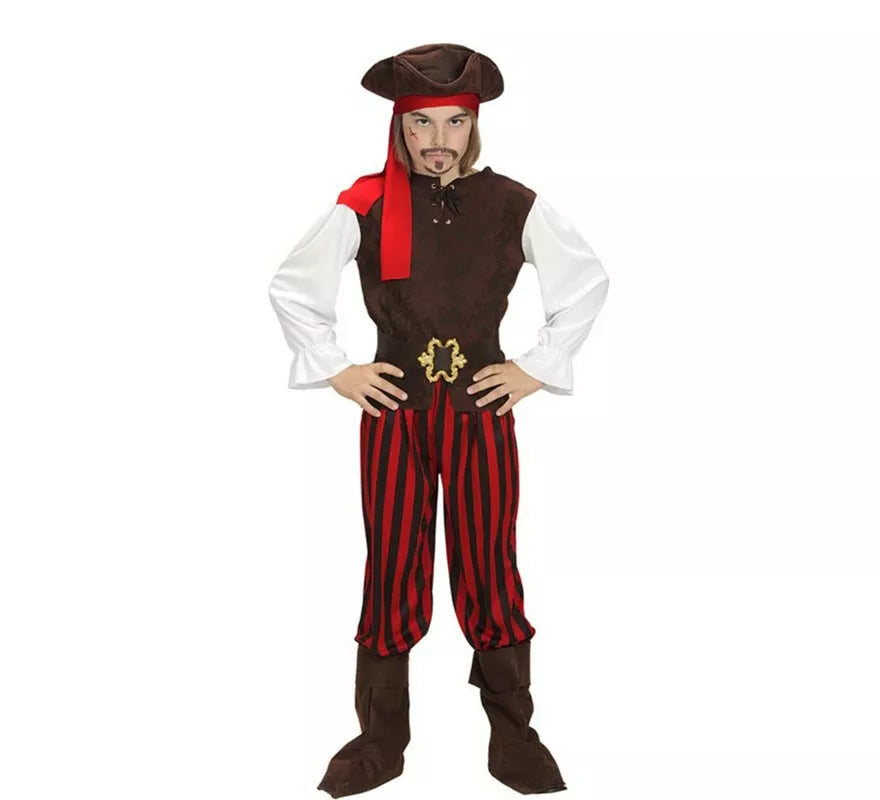 Translation missing: es.Disfraz de Pirata del Caribe a rayas para niño